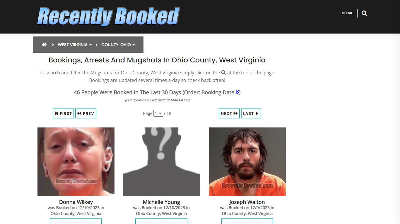 Bookings, Arrests and Mugshots in Ohio County, West Virginia